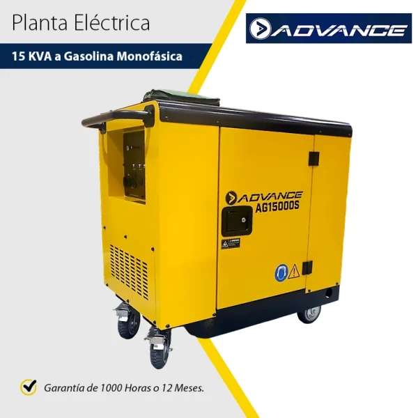 Planta Eléctrica de 12 KVA a Gasolina AG15000S ADVANCE de 50Amp Monofásica