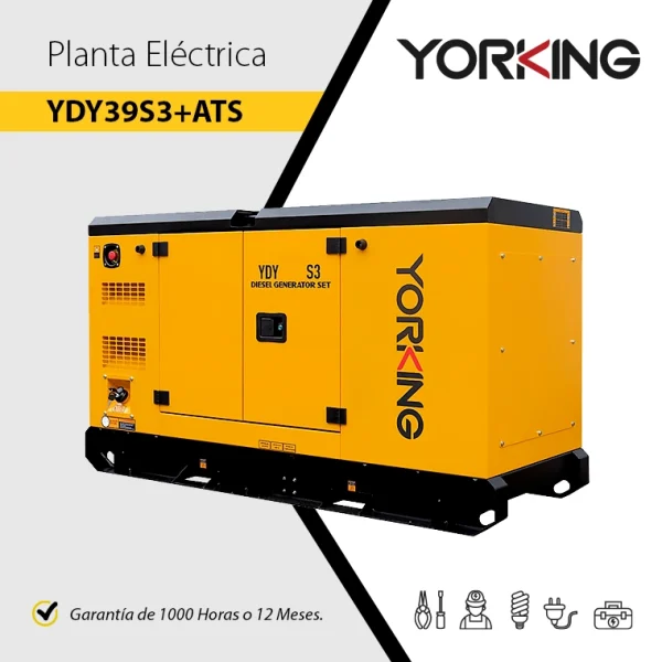 Planta Eléctrica de 39 KVA a Diésel YDY39S3+ATS YORKING 102 AMP