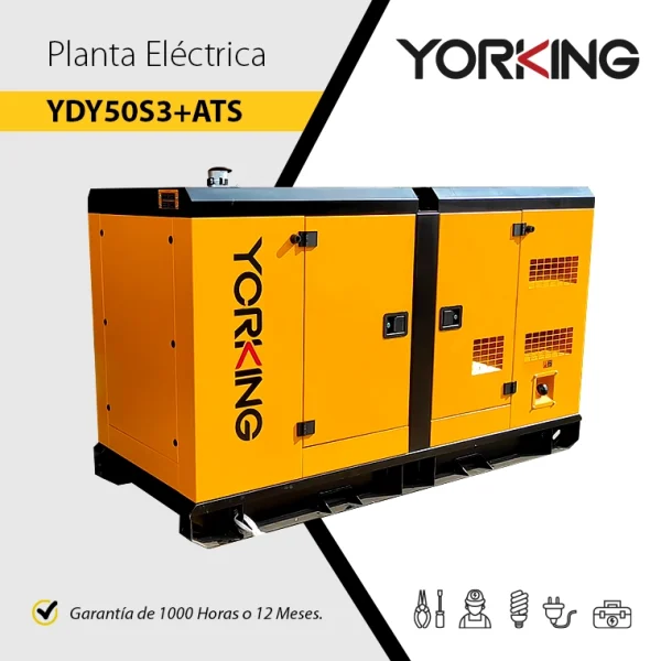 Planta Eléctrica de 50 KVA a Diésel YDY50S3+ATS YORKING 118 AMP